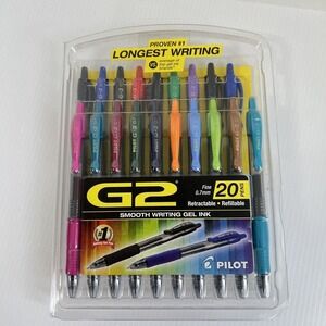 Pilot G2 Retractable Gel Ink Pens Assorted 20-Pack Refillable